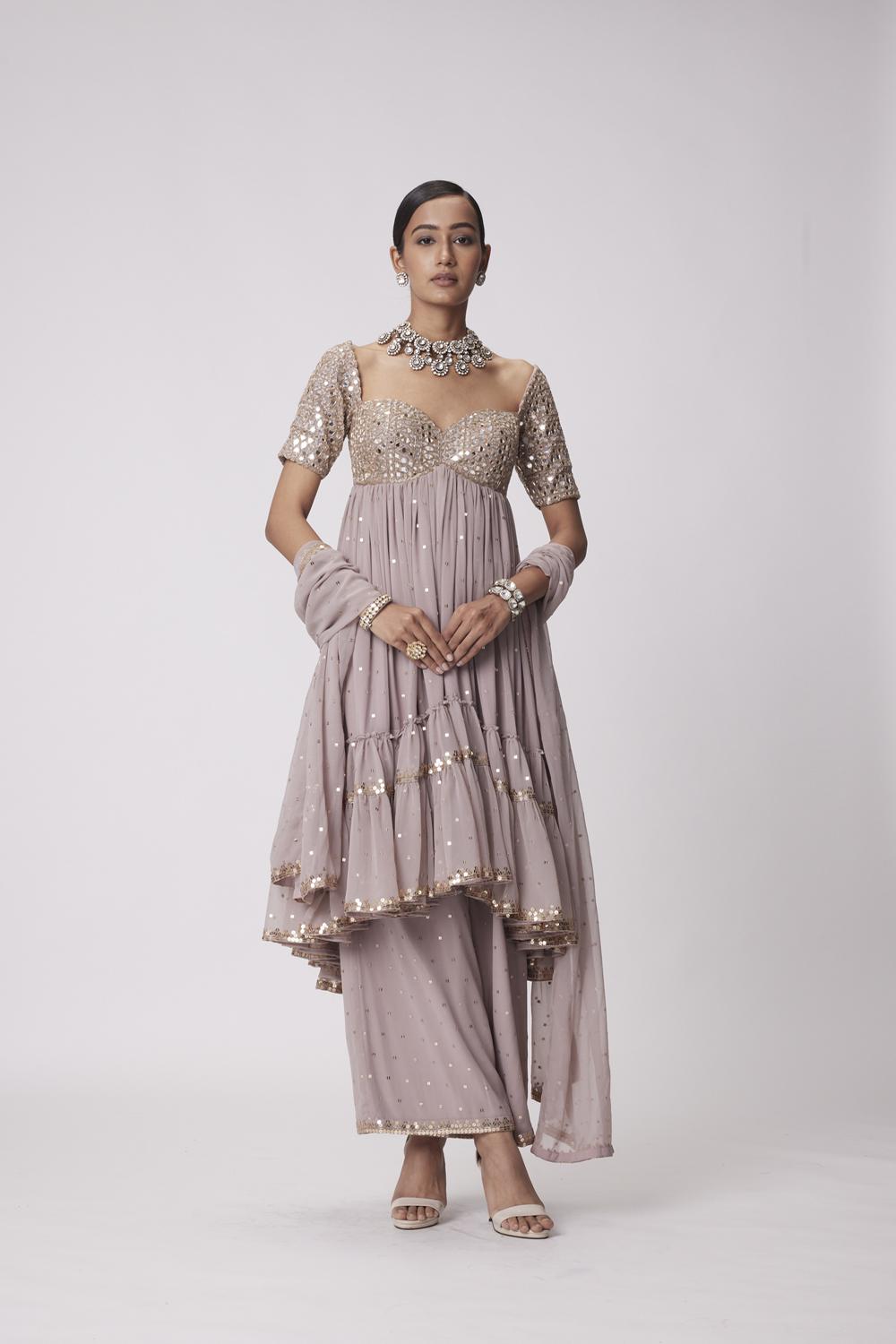 Ash Pink High Low Kurta Set