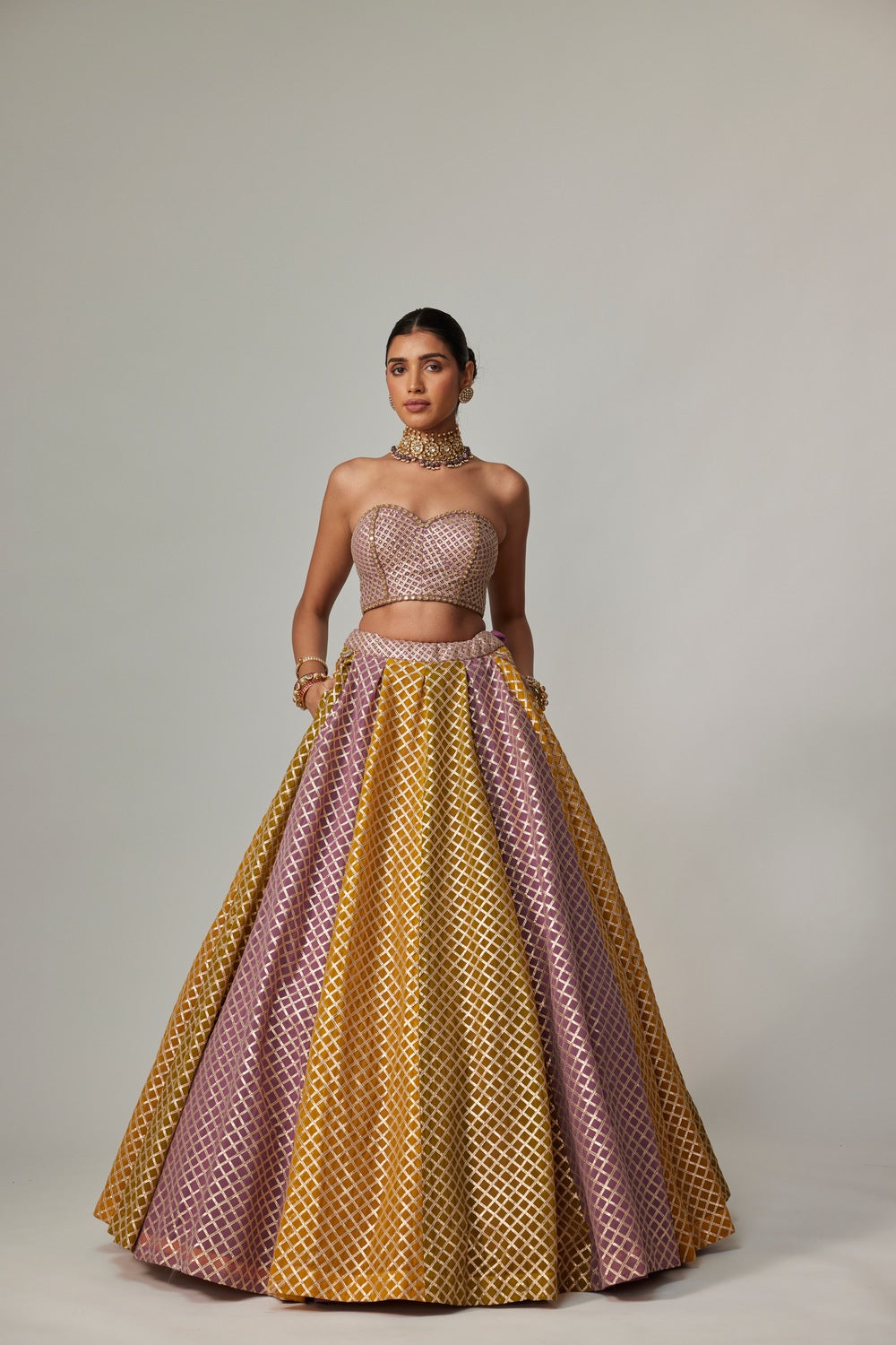 MUSTARD MULTICOLOR CORSET SKIRT SET