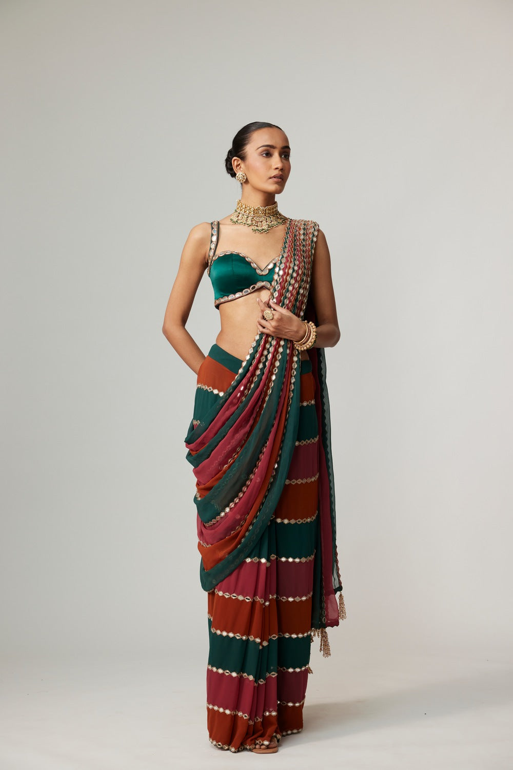 CRANBERRY MULTICOLOR SAREE