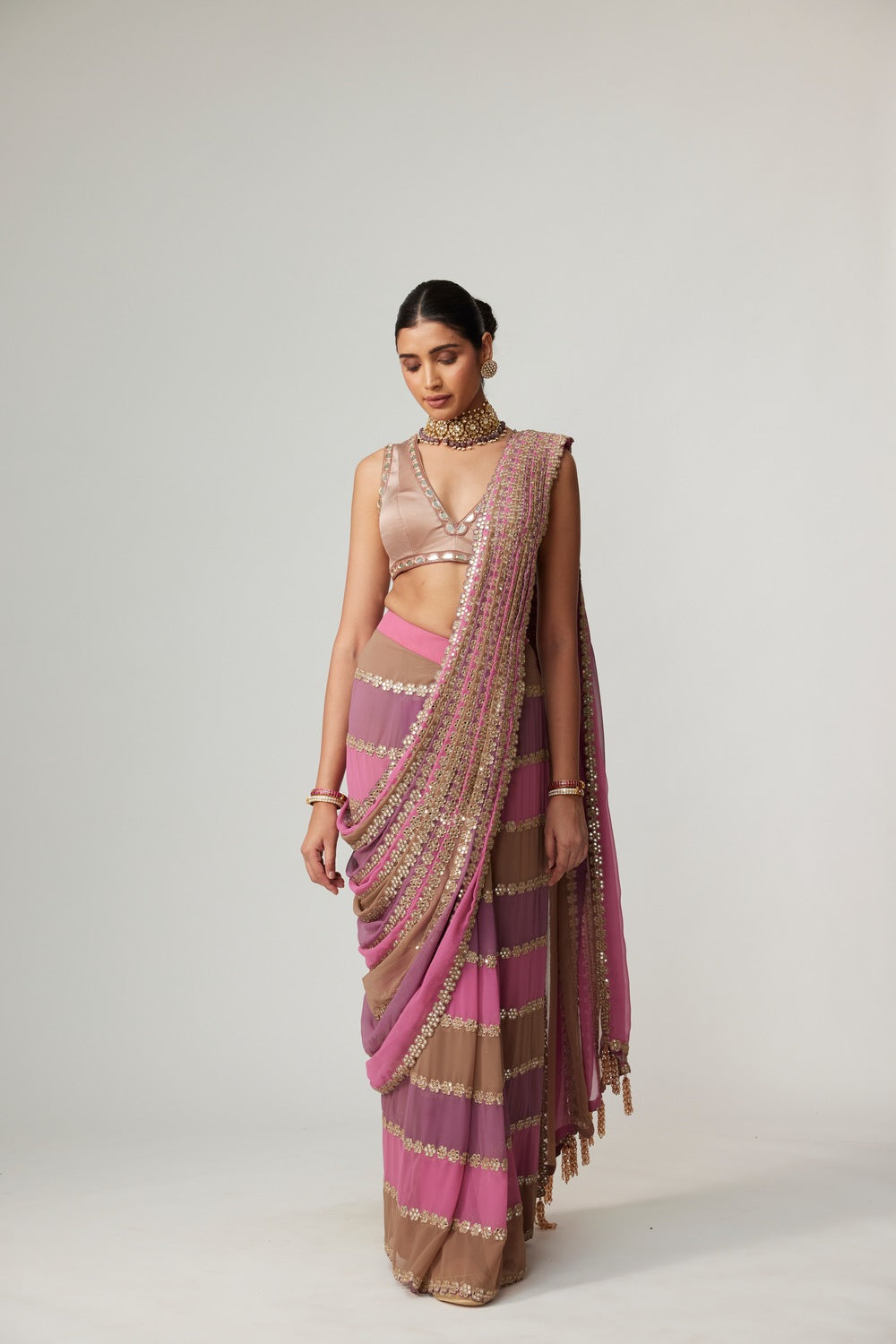 MUD MAUVE MULTICOLOR SAREE