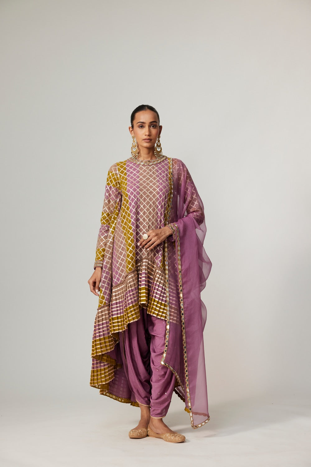 GREEN MULTICOLOR DHOTI KURTA WITH DUPATTA SET