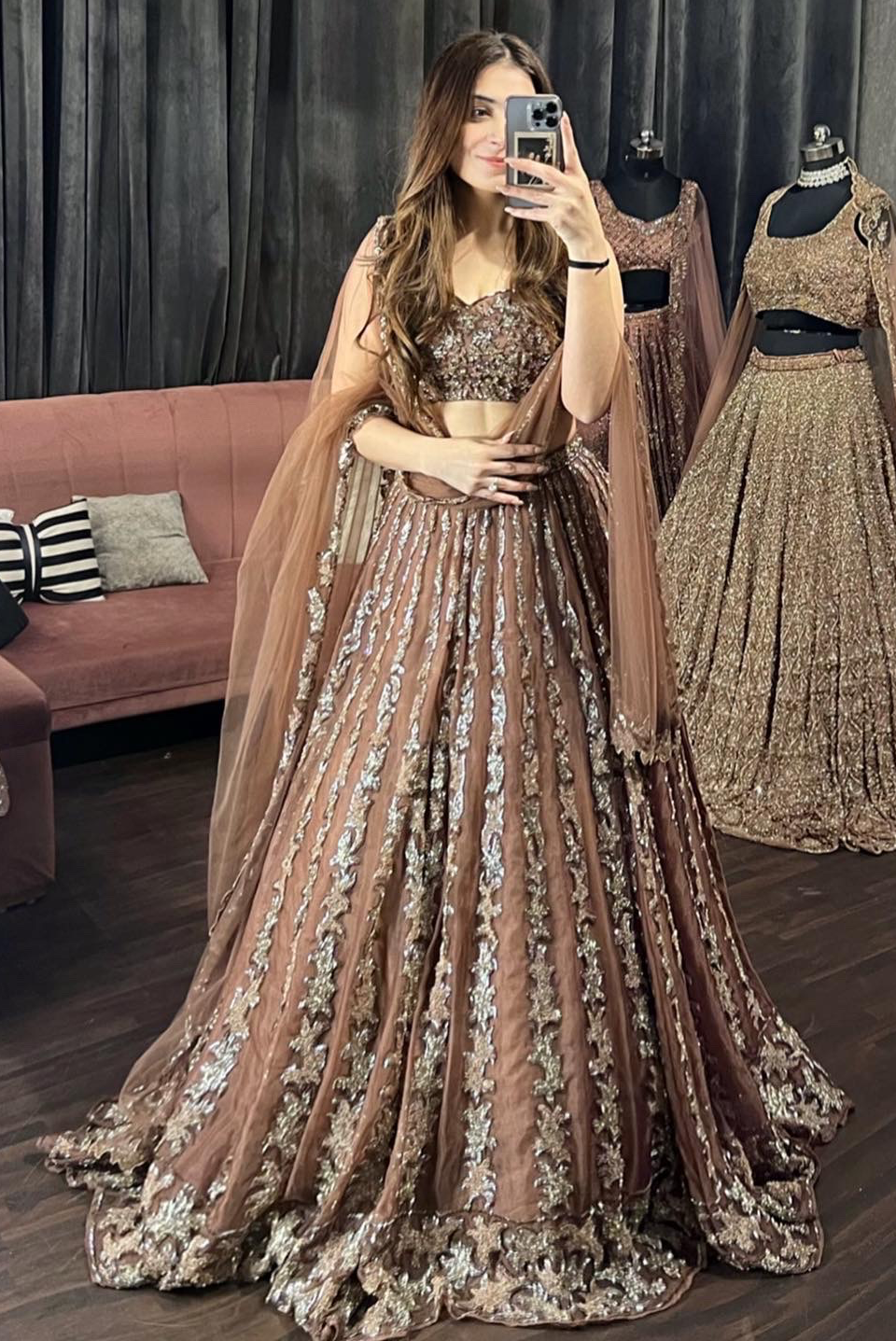 brown wedding lehenga