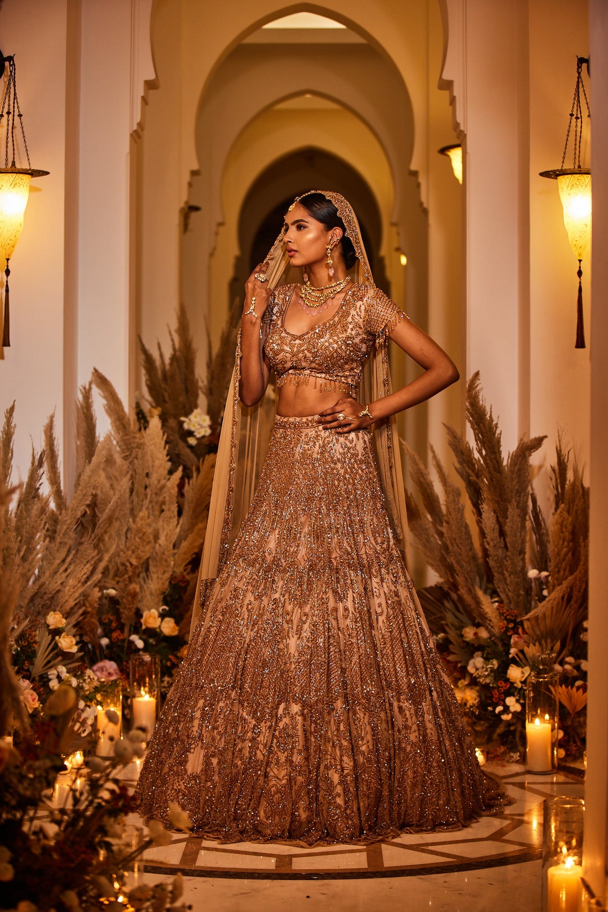 golden bridal lehenga