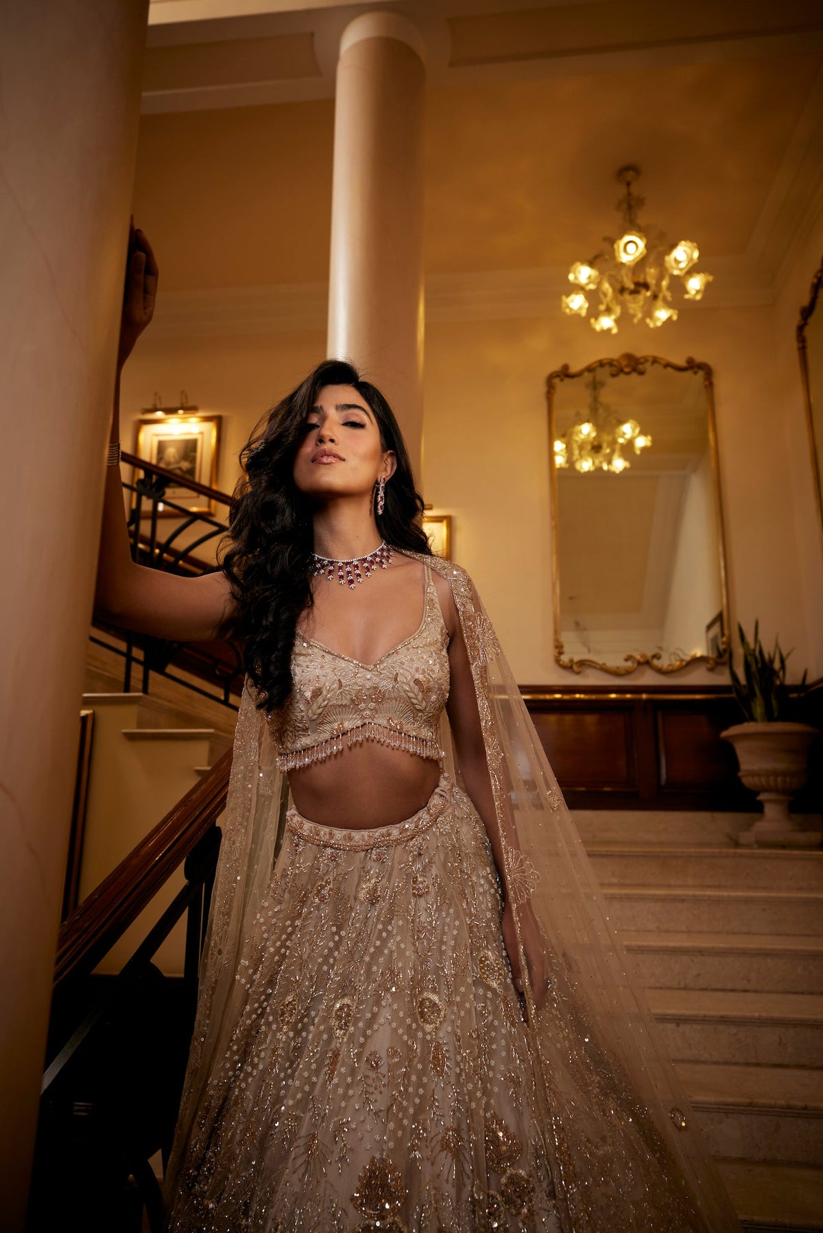 ivory gold bridal lehenga