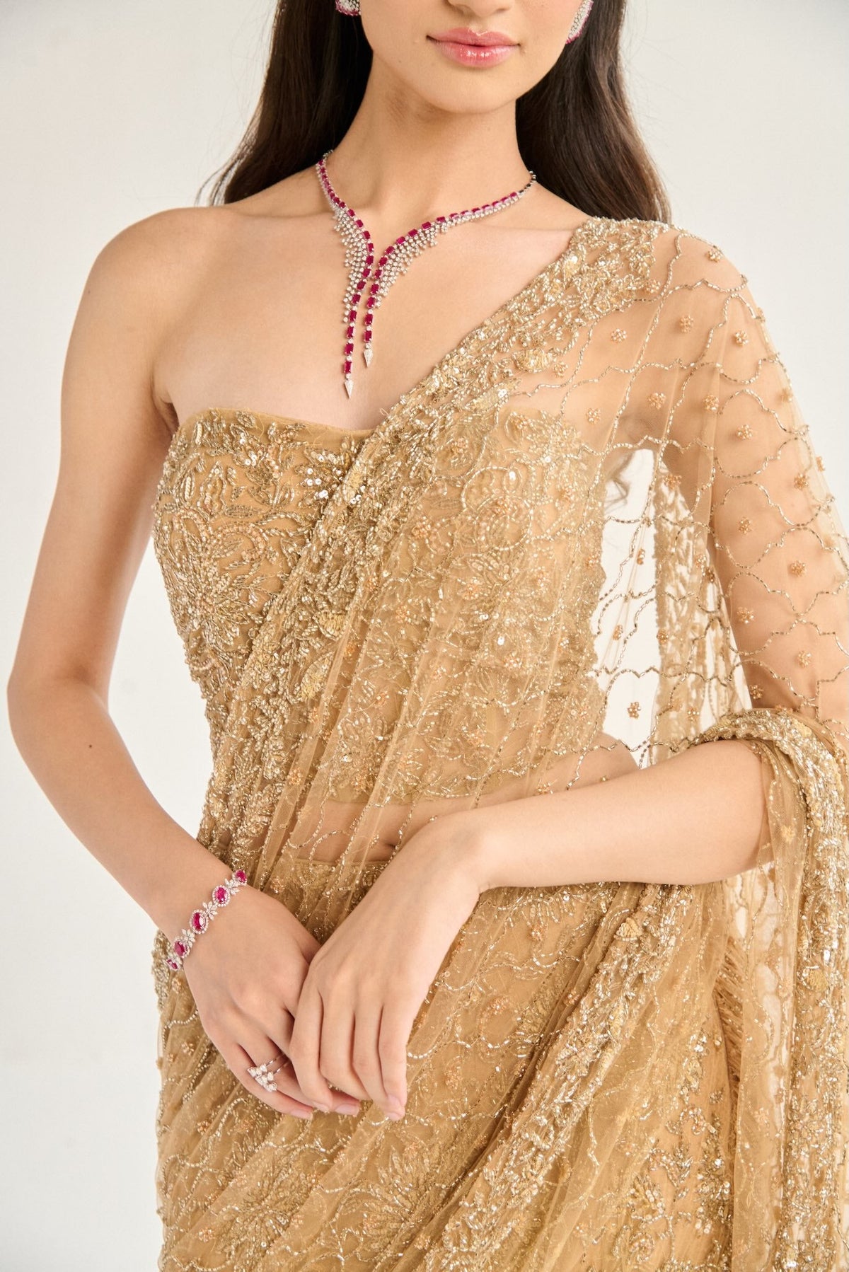 NAAZ GOLD SAREE