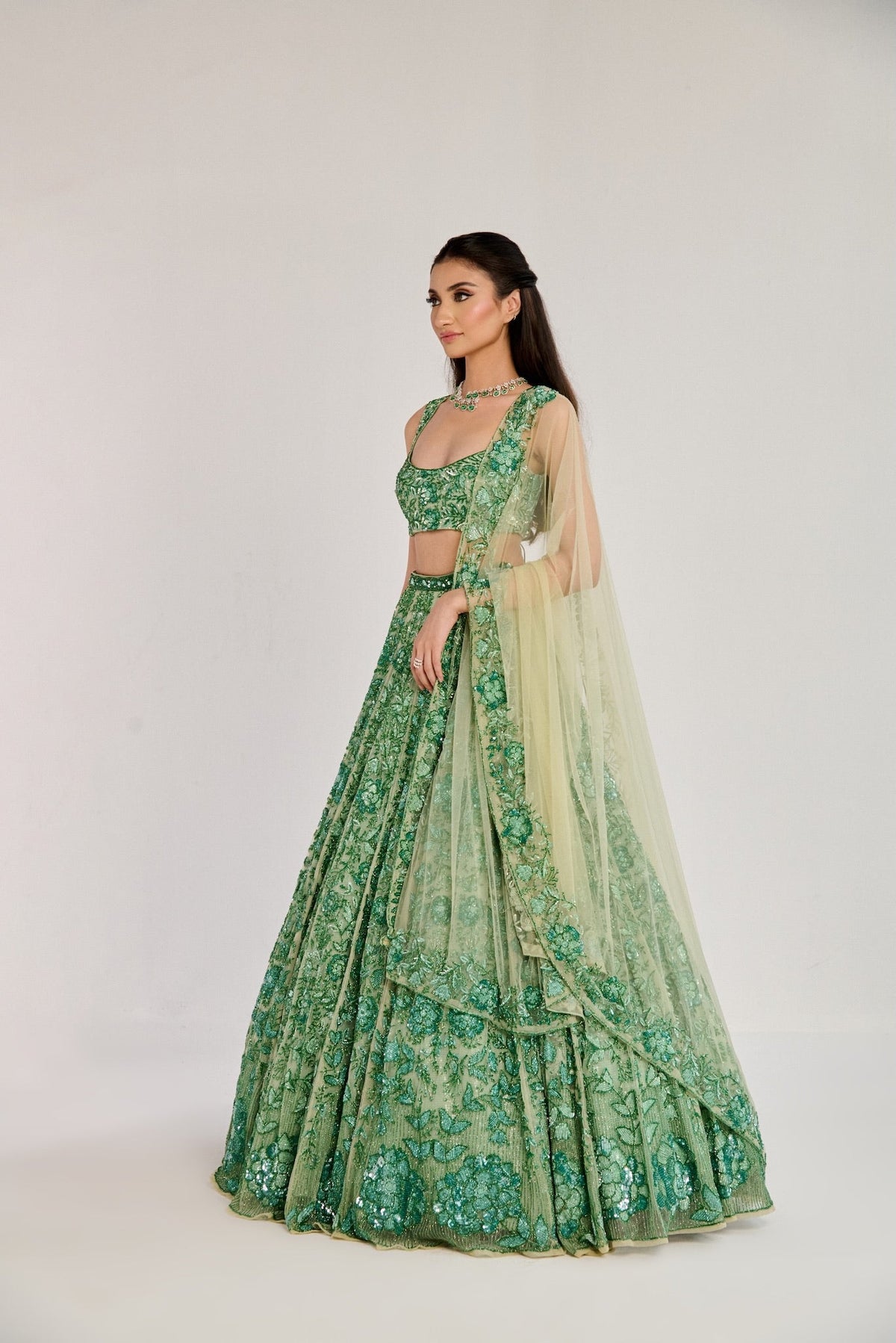 AVO-CUTIE GREEN LEHENGA