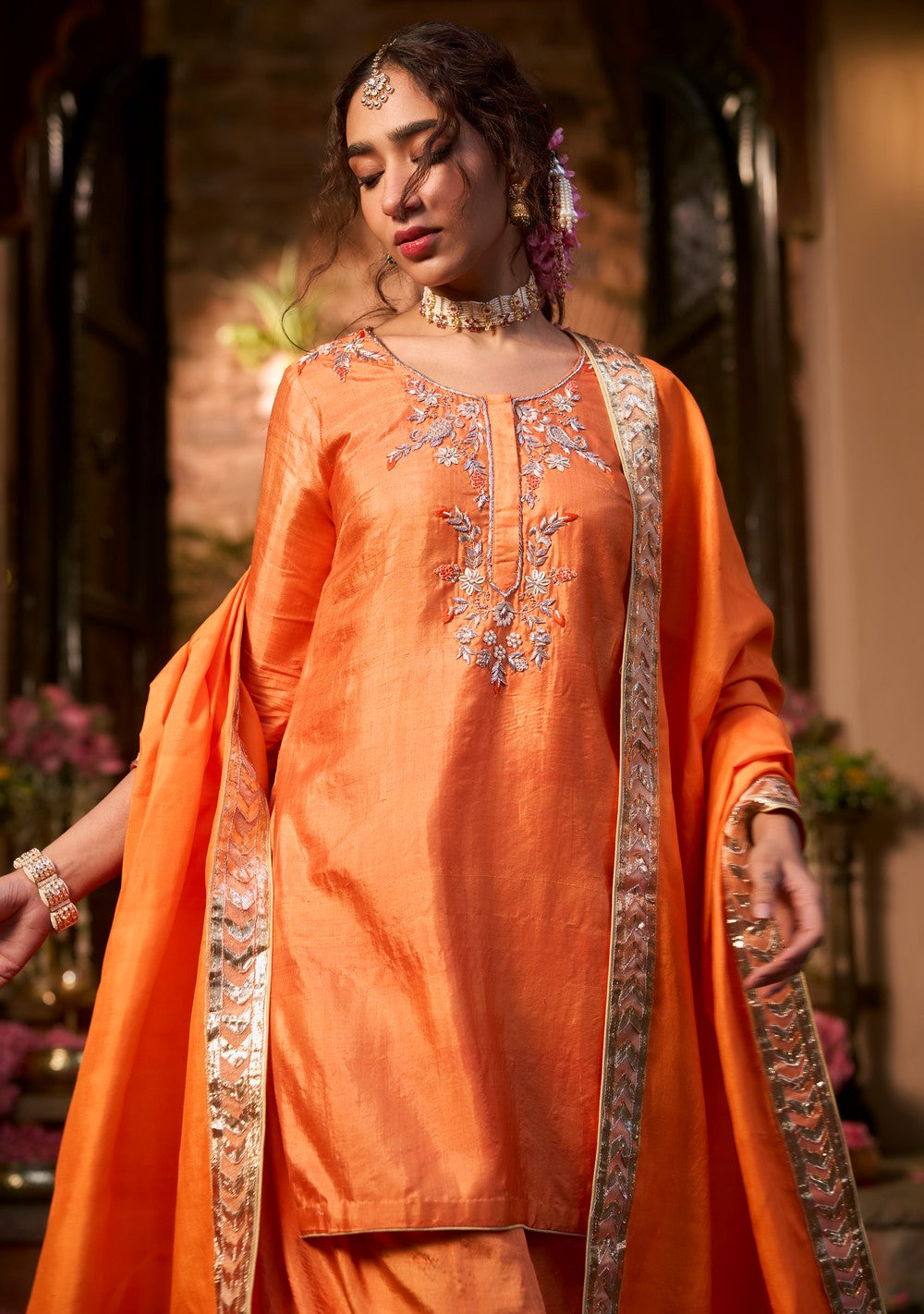 AAGAYI PEACH LUNGI SET