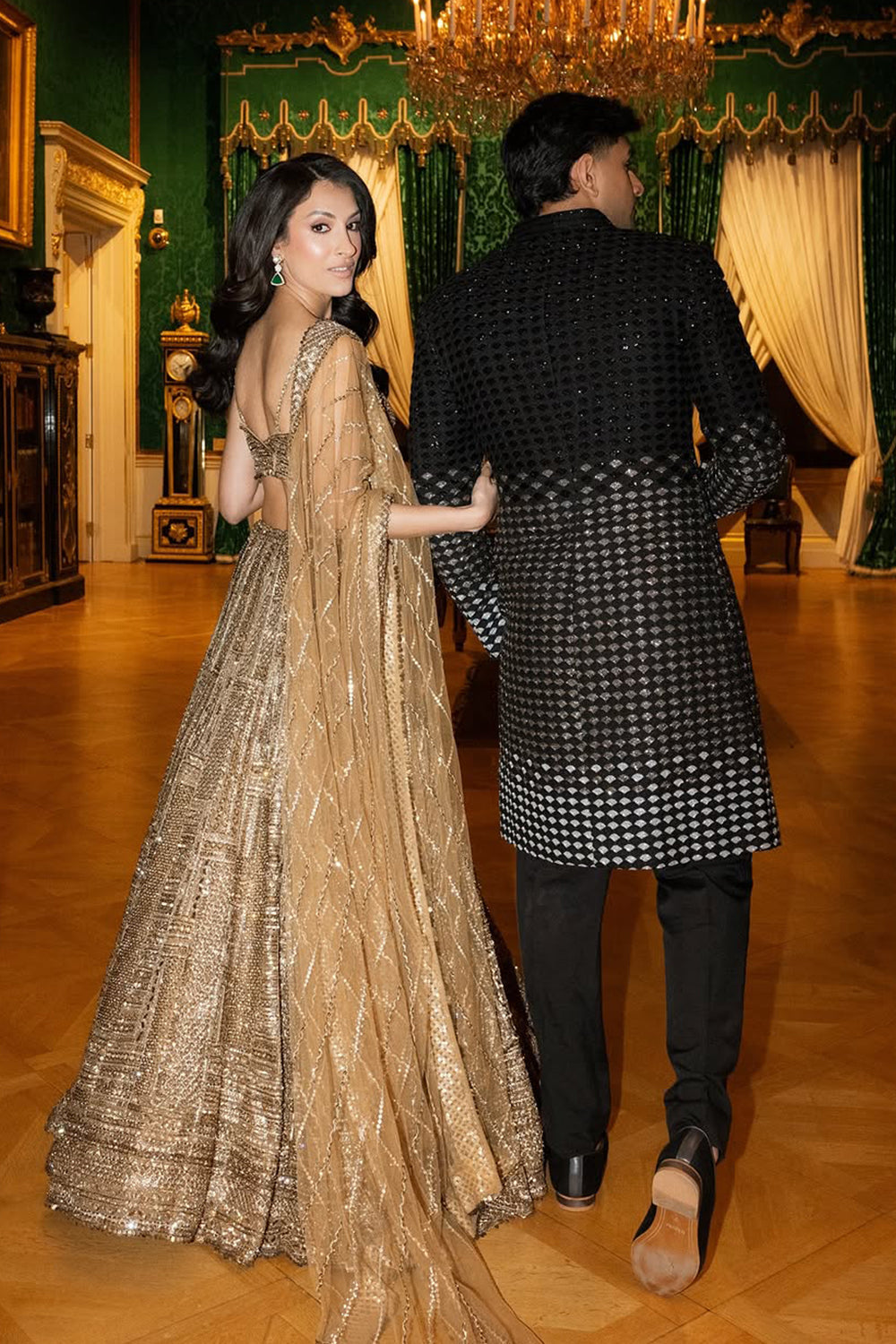 Antique Gold Sequin Lehenga Set