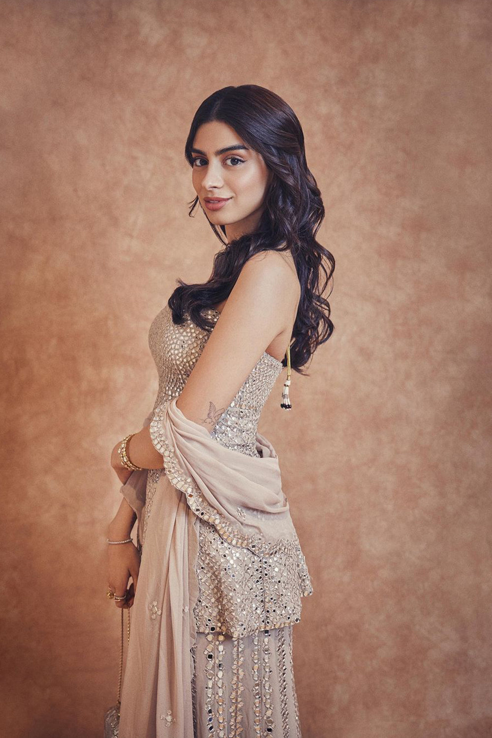 Nude Mirror Work Sharara Set