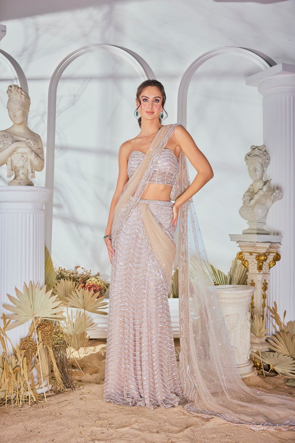 IVORY DRAPE SAREE