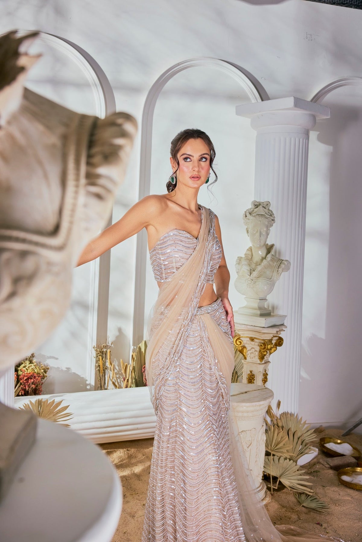 IVORY DRAPE SAREE