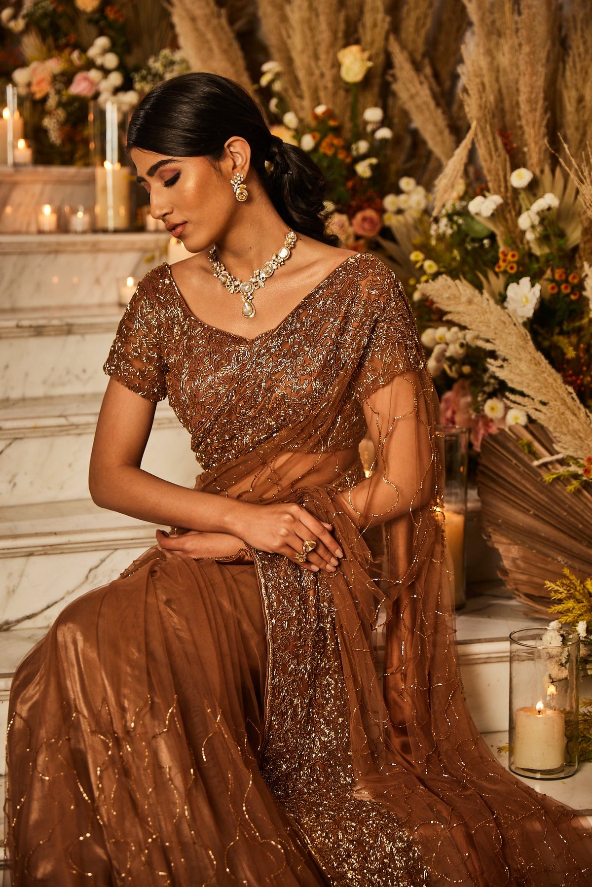 brown saree