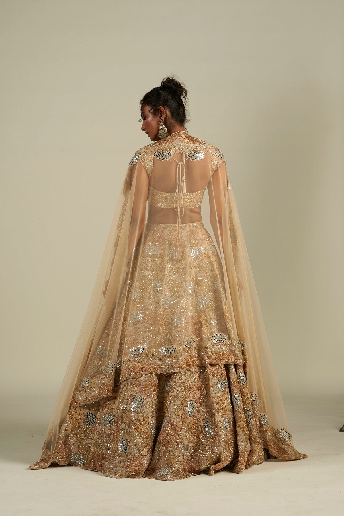 GOLD MIRROR WORK LEHENGA