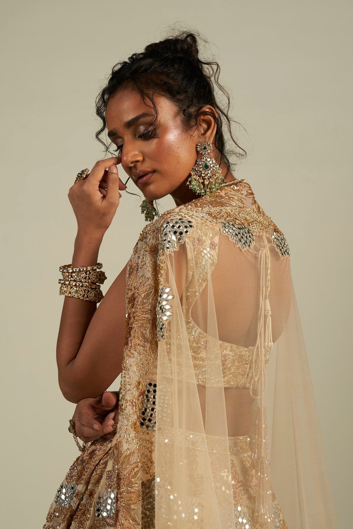 GOLD MIRROR WORK LEHENGA