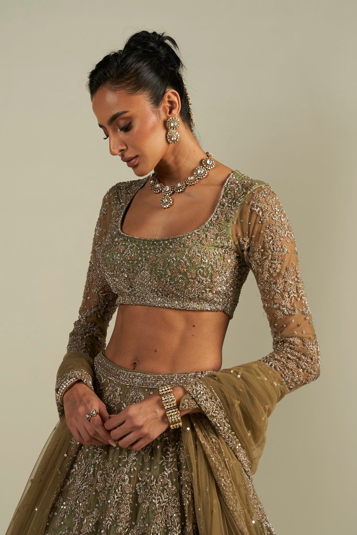 FIZA GREEN LEHENGA