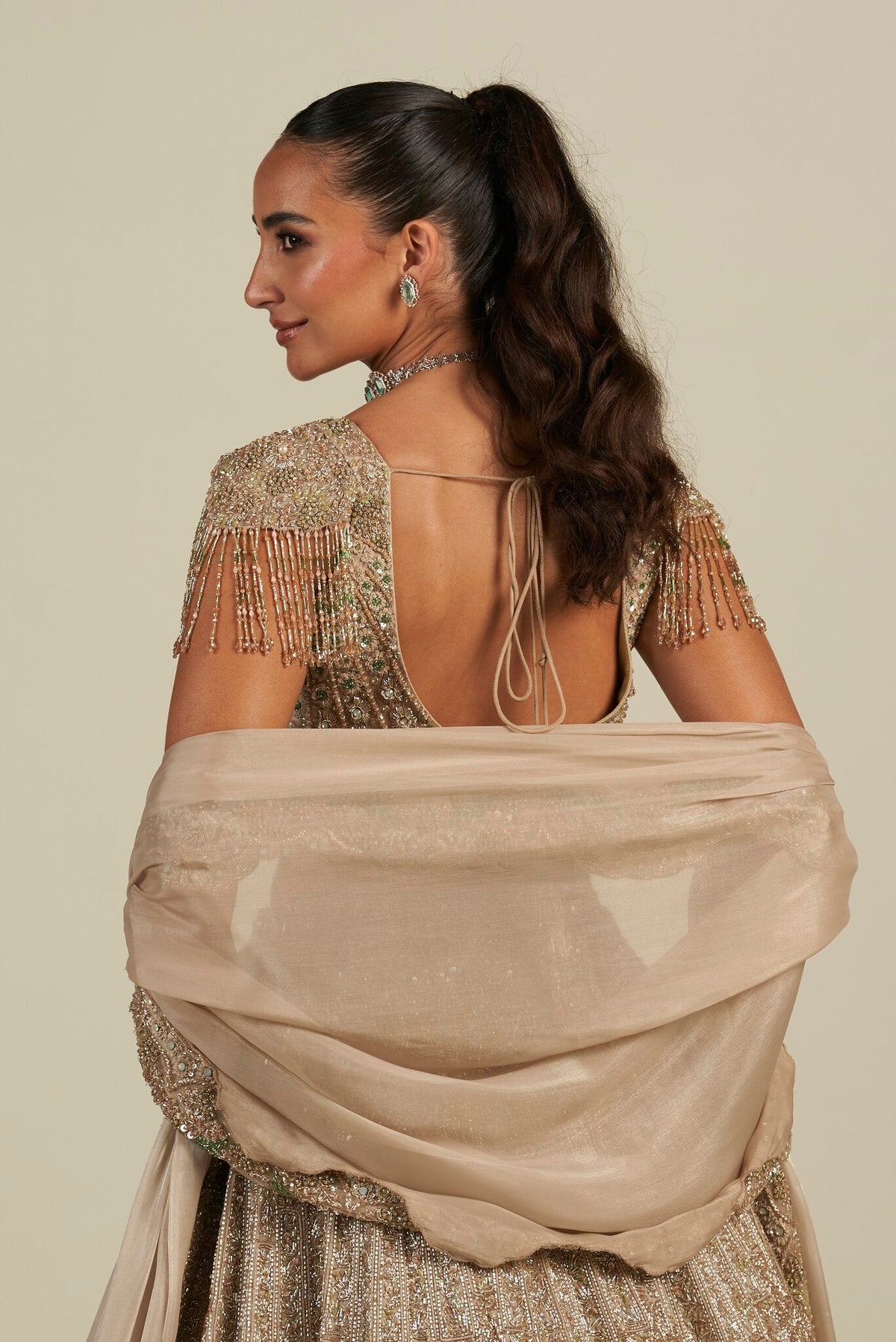 MASTANI IVORY GREEN LEHENGA