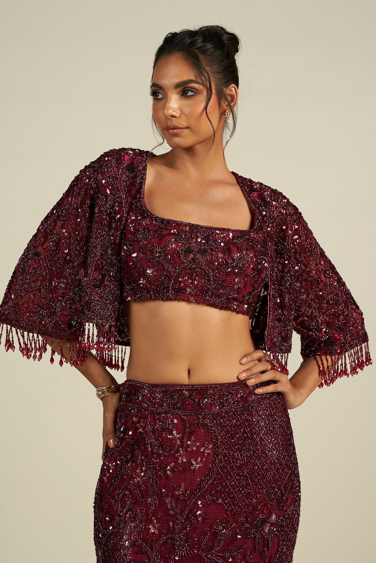 CHERRY RED SKIRT SET