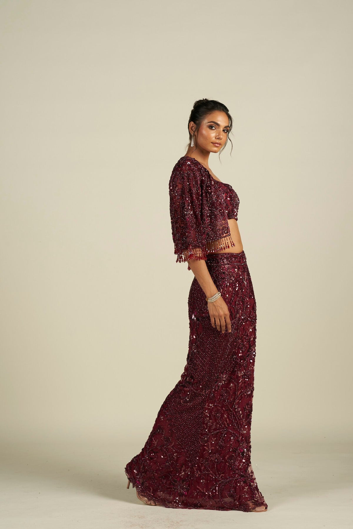 CHERRY RED SKIRT SET