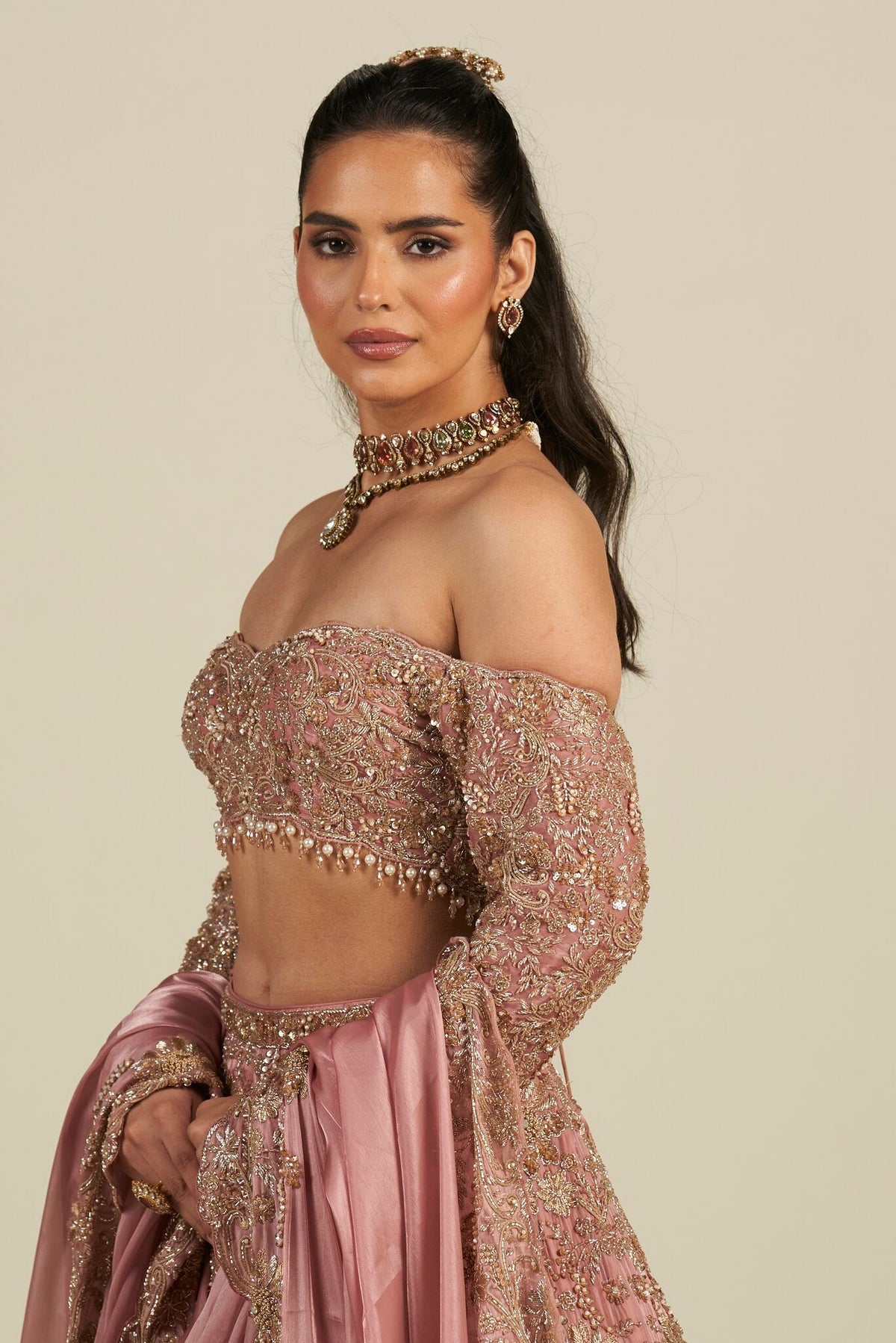 DUSTY ROSE PINK LEHENGA