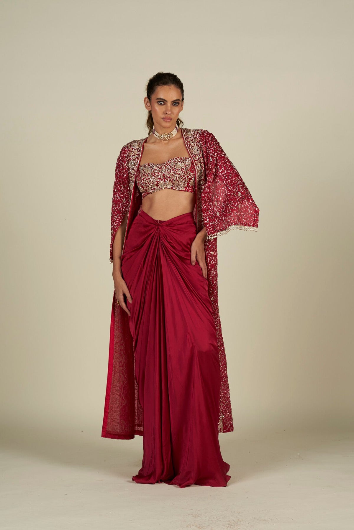 FUCHSIA PINK LONG CAPE
