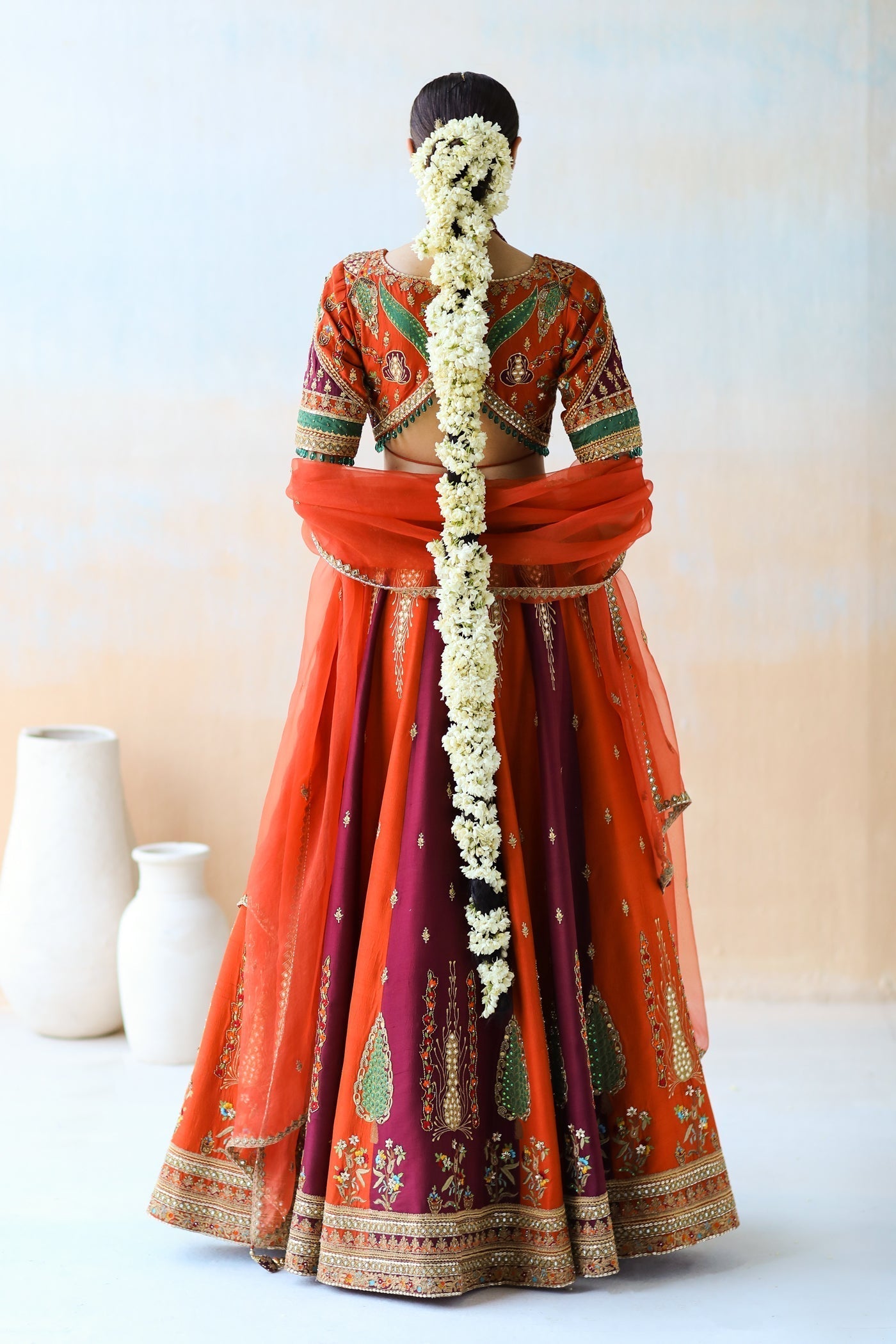 Burgundy & Rust Lehenga Set