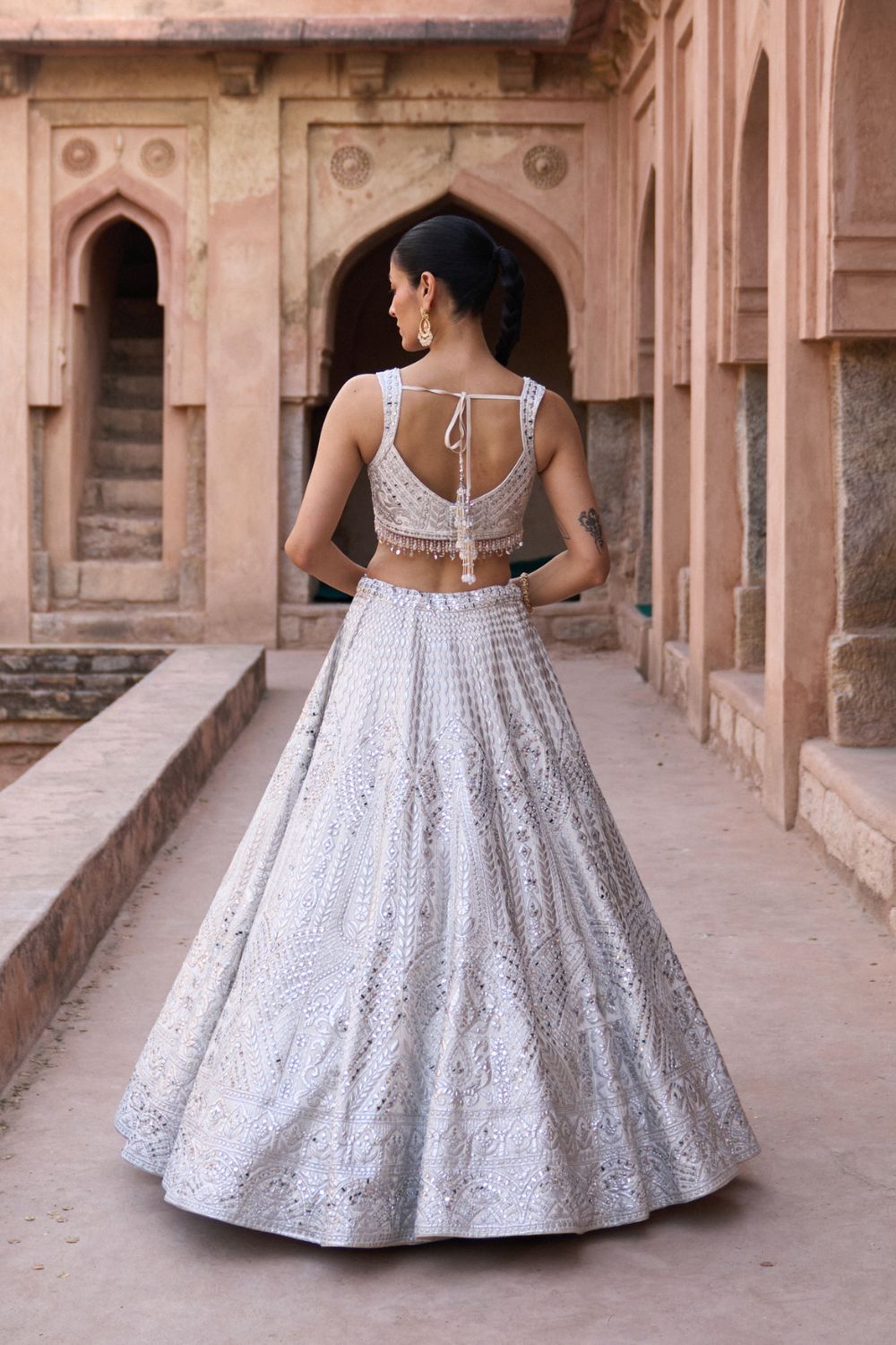 CHAANDNI — Ivory Raw Silk Lehenga Set