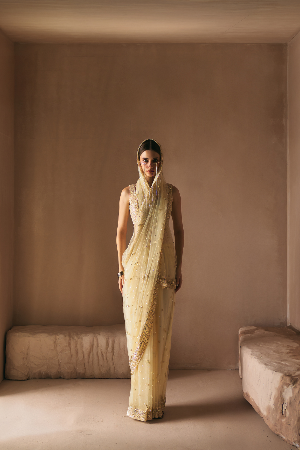 Golden Blush Saree Set