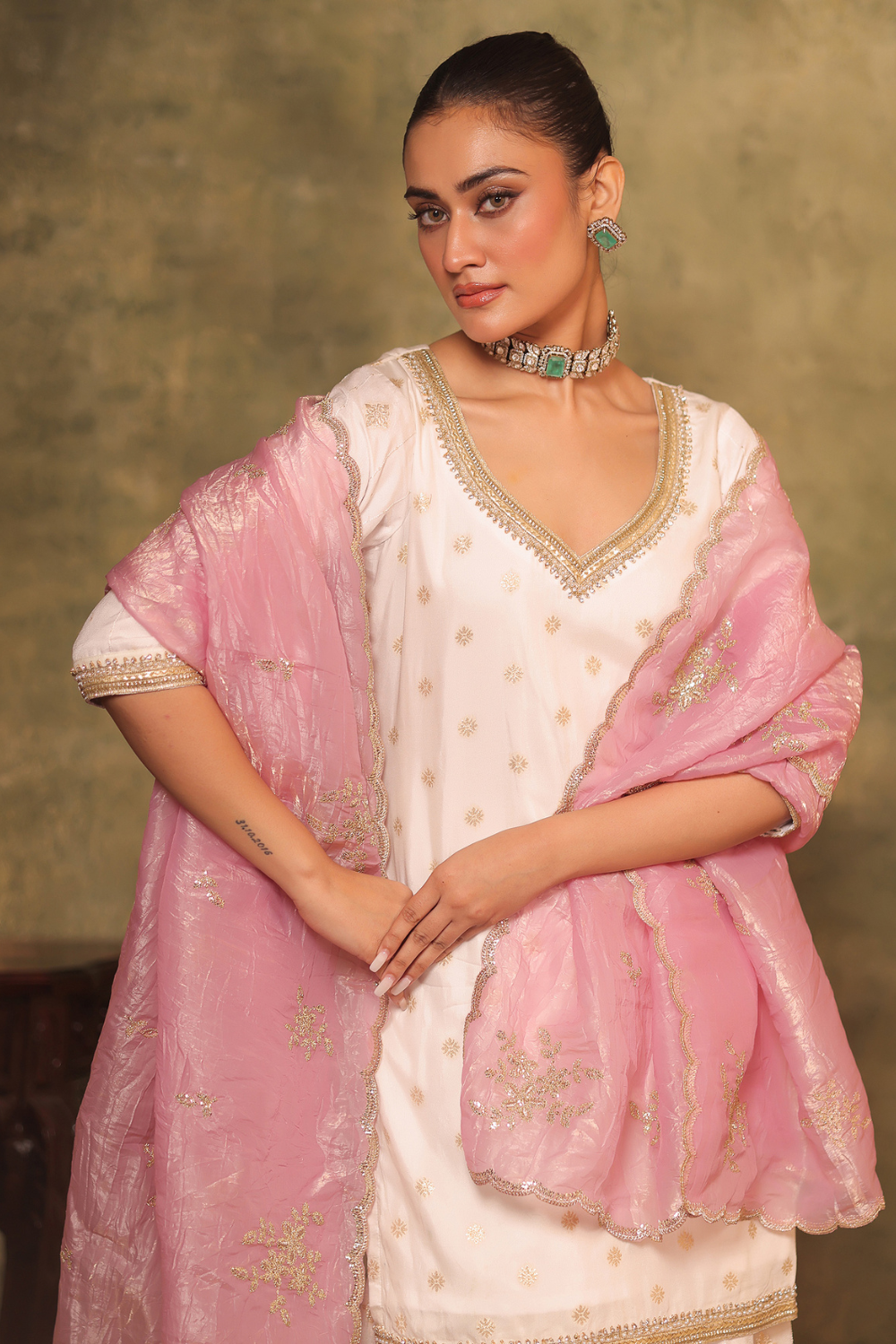 White Kurta and Gharara Set
