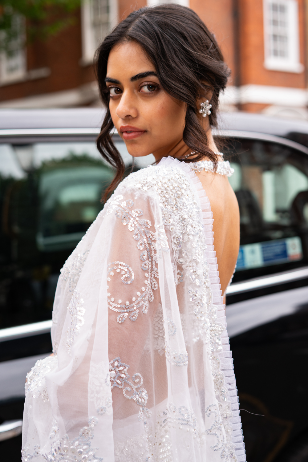 Ivory Sequin Saree