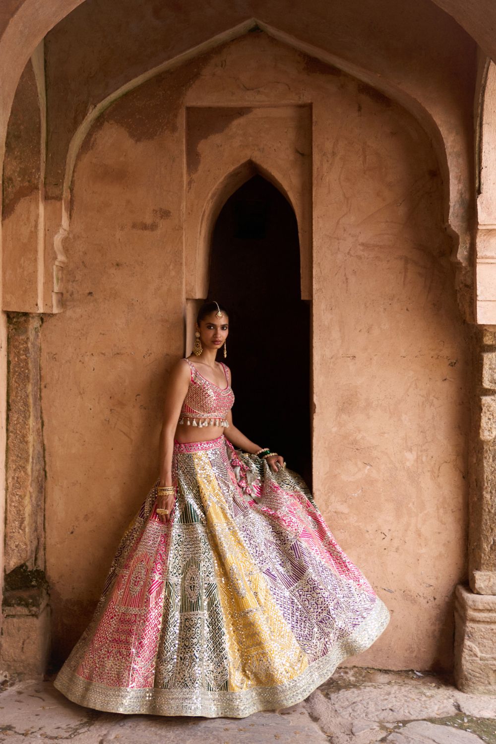 RANG —Multi colored Lehenga Set with Contrast Blouse