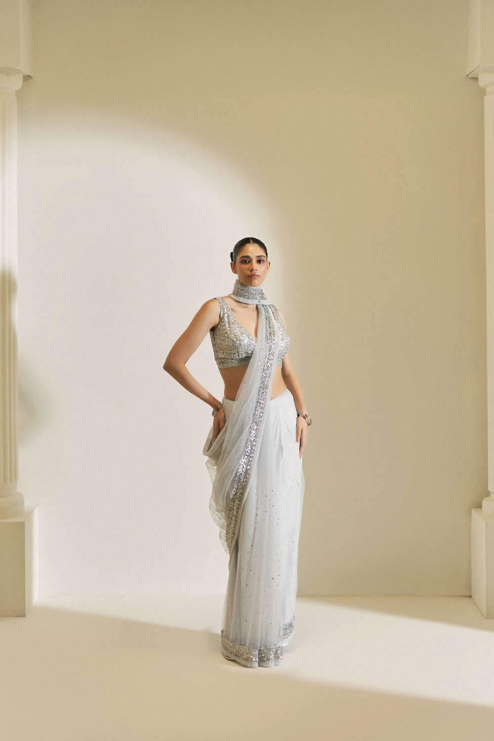 Silver Haze Saree Set