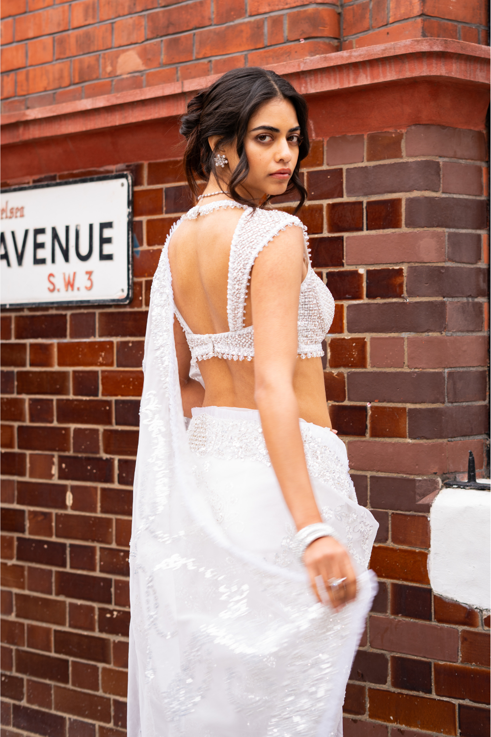 Ivory Sequin Saree