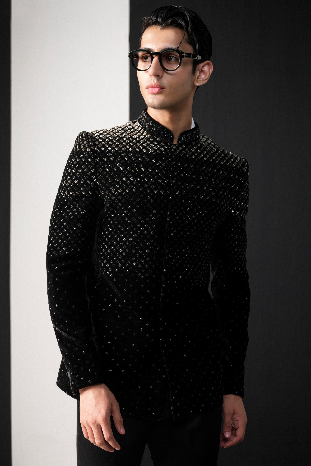 Black ombre bandhgala