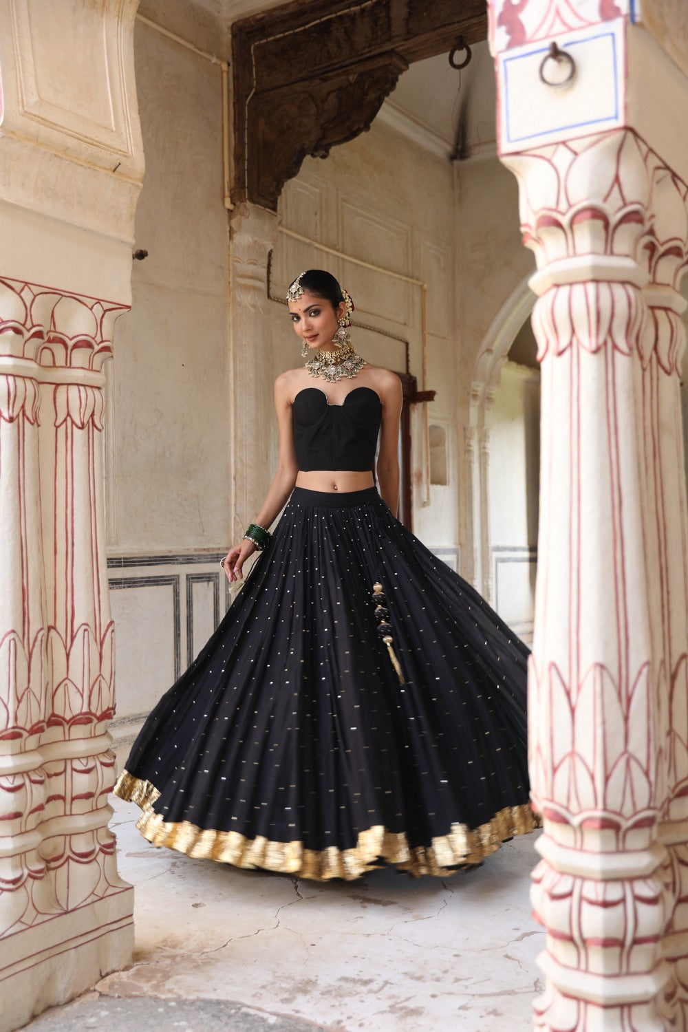 Masha Lehenga Set in Black with Zardosi Handwork