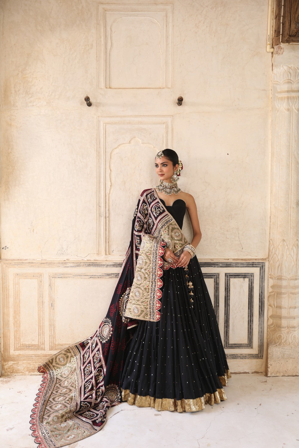 Masha Lehenga Set in Black with Zardosi Handwork