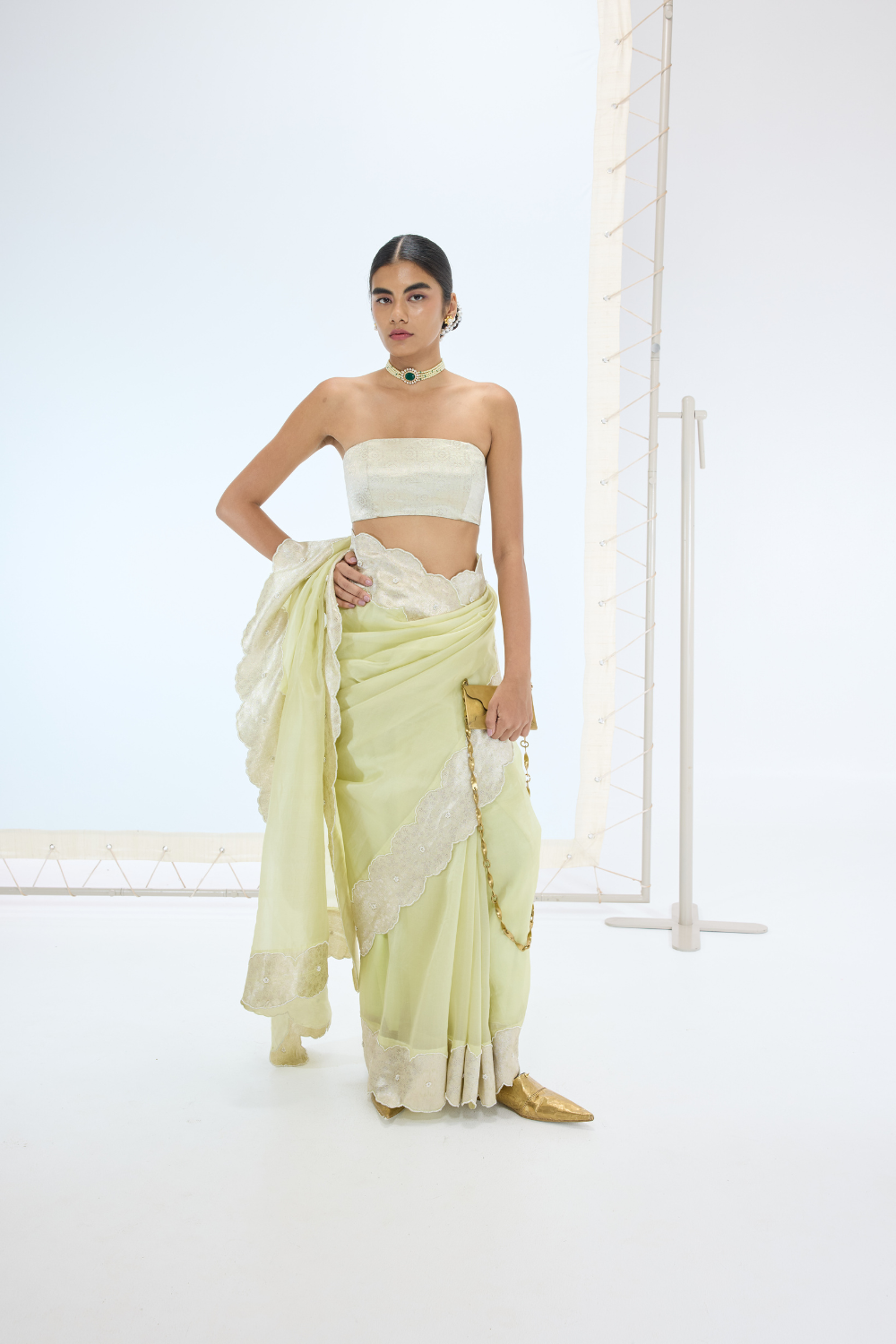 The Jane Saree in Pistachio