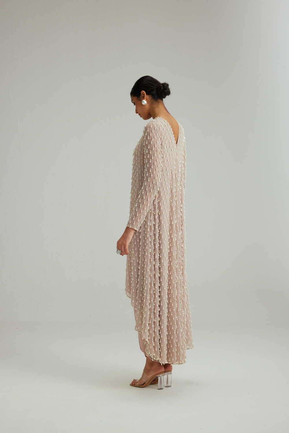 Ash Pink Pearl Drop Kurta set