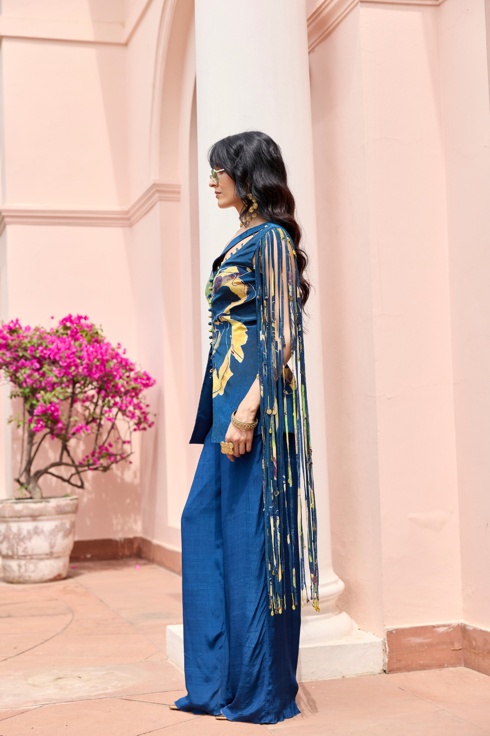 NAVY GOLD PRINTED JACKET SET