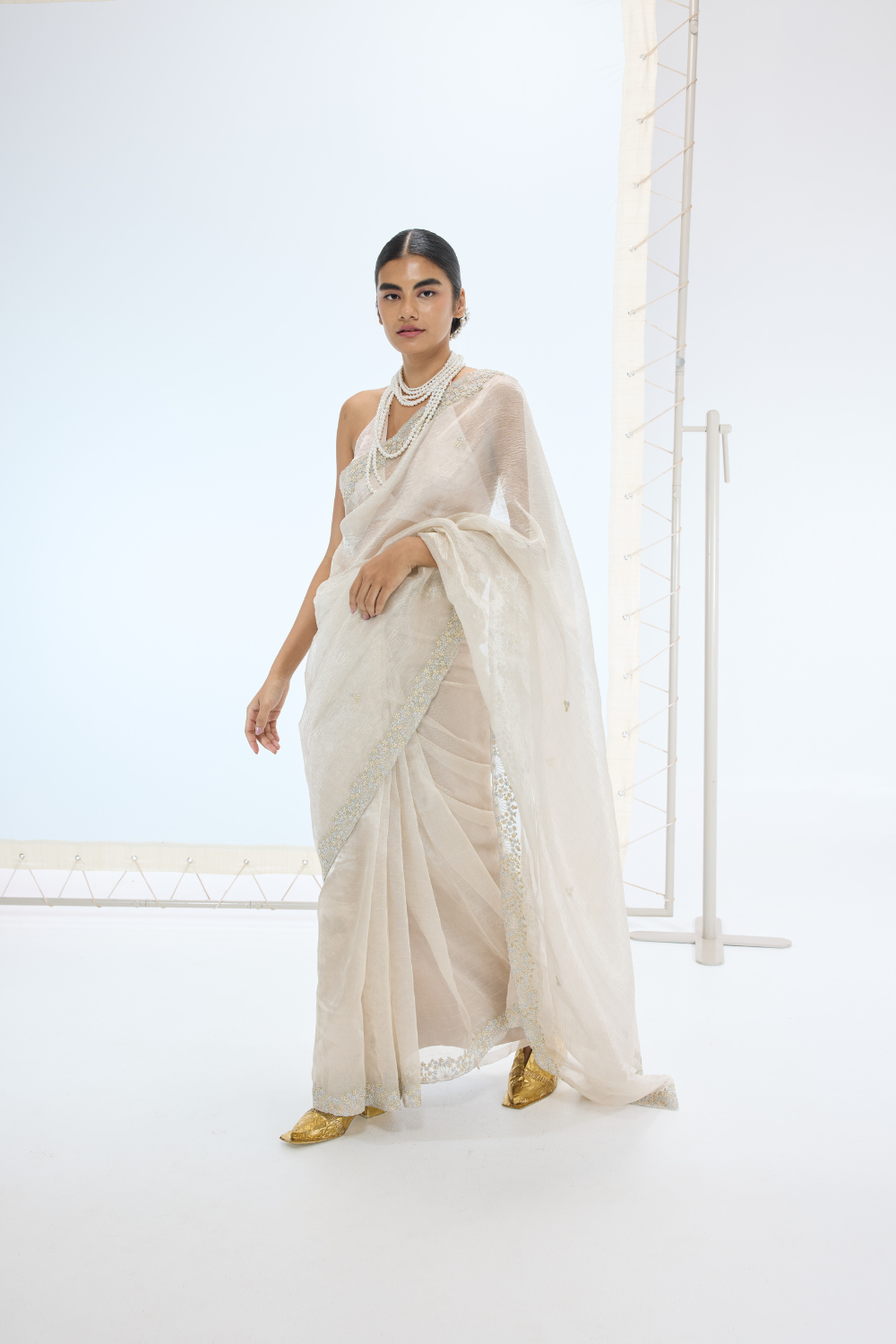 The Eva Saree in Champagne