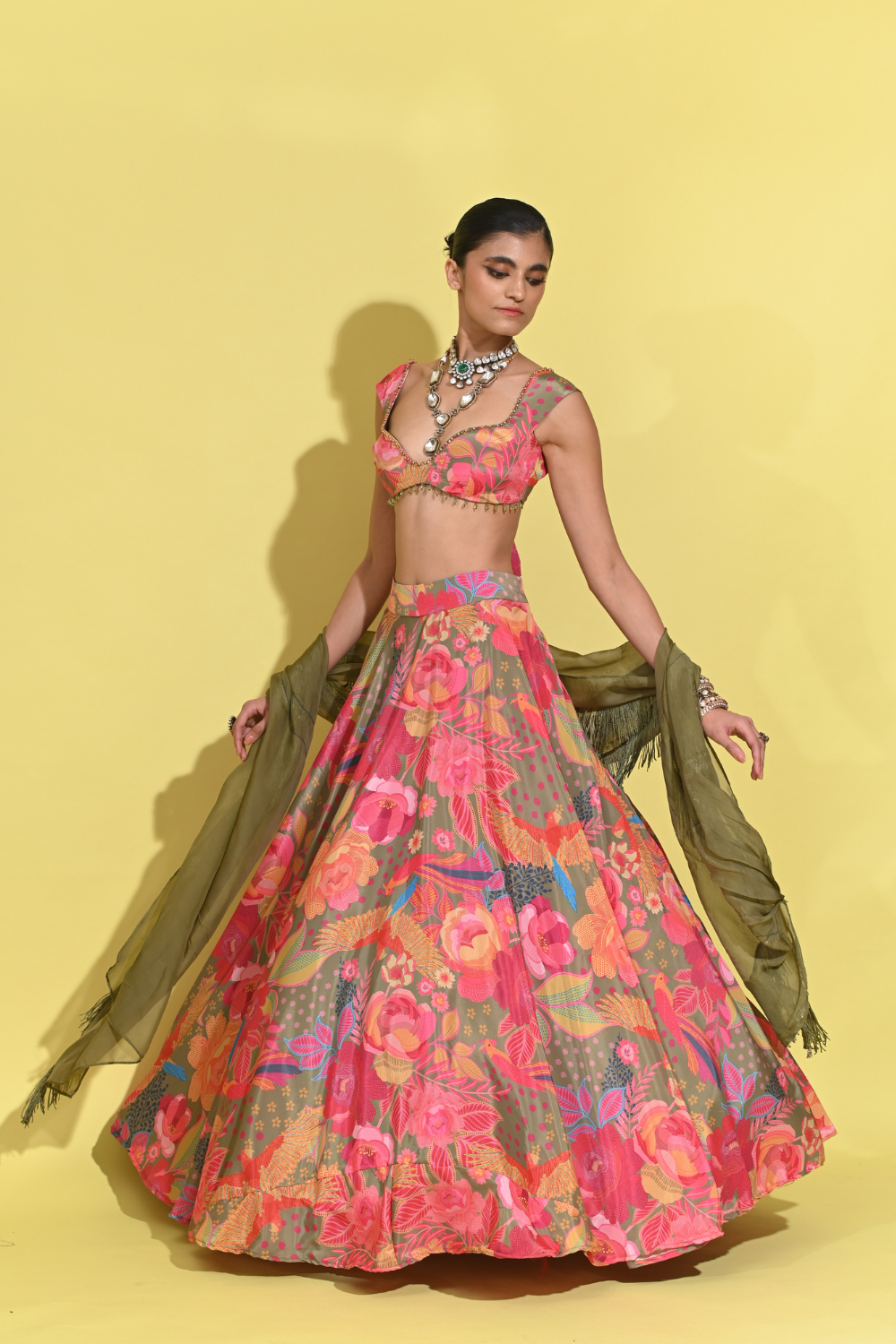 Olive Boho Lehenga