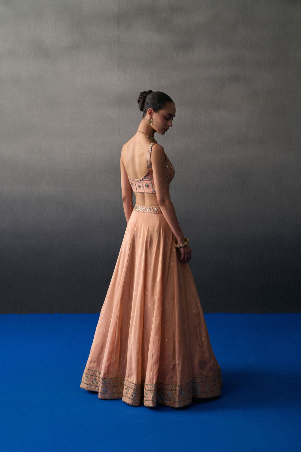 Peach Benarasi Festive Lehenga