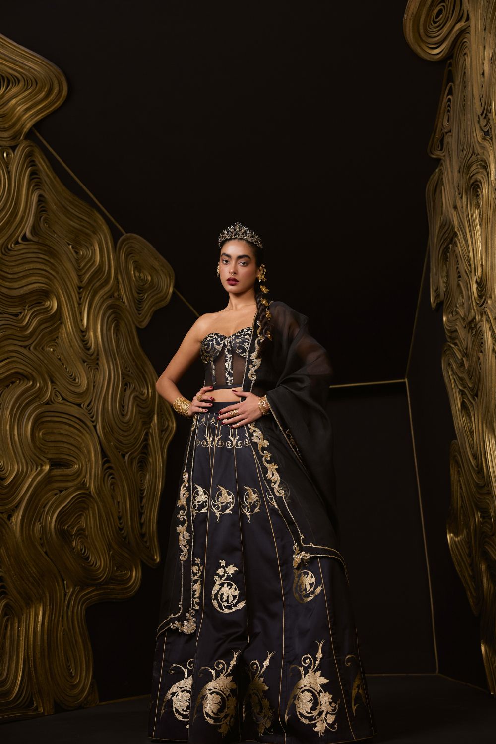 The Vixen Lehenga in Black
