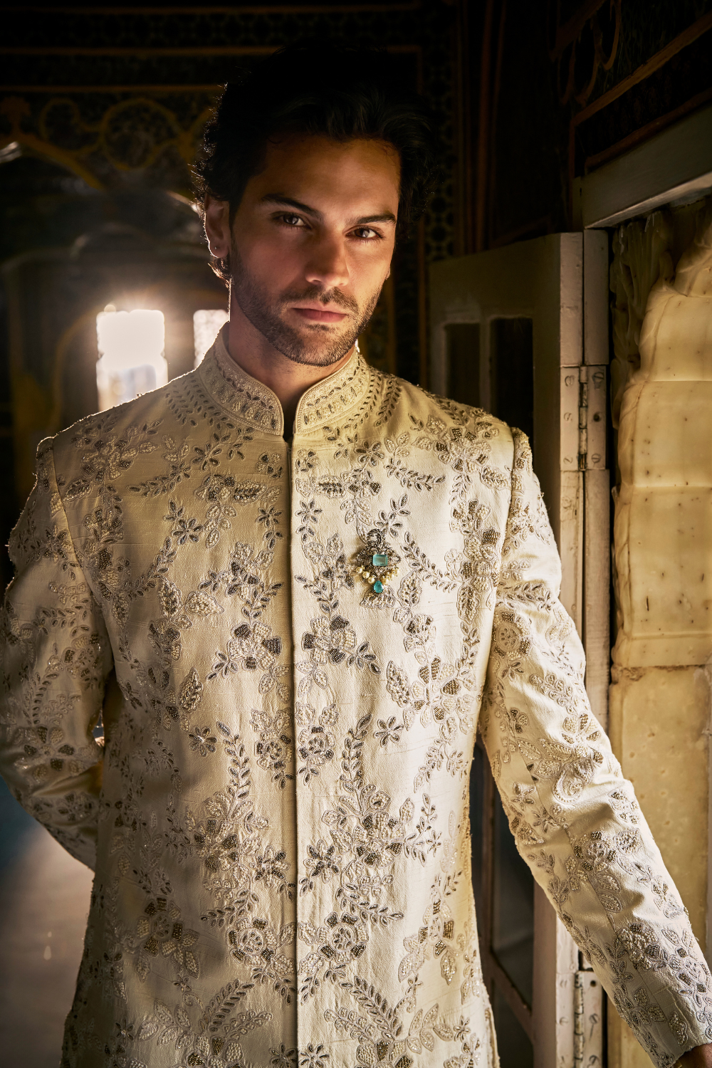 Ivory Gold Sherwani Set