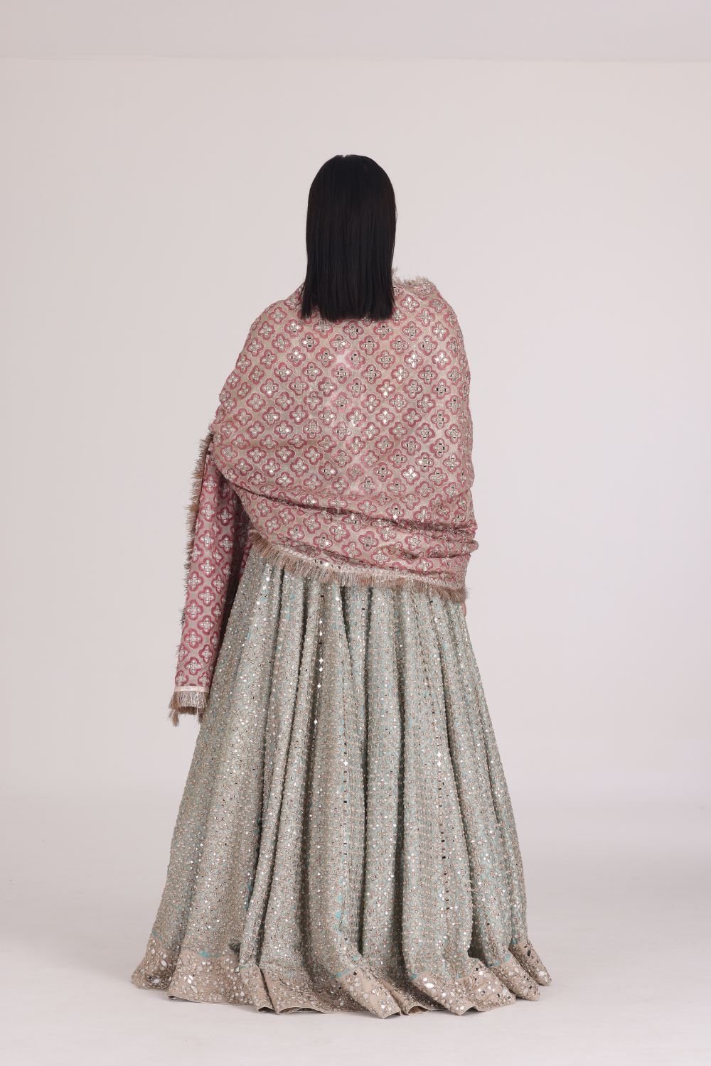 Sky Blue Pink Lehenga Set