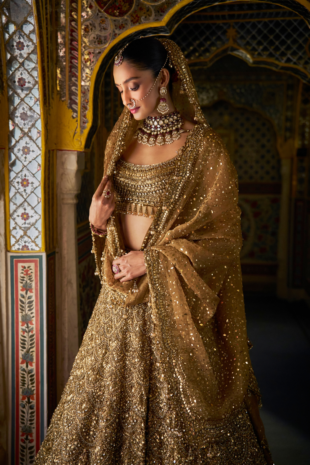 Antique Gold Scalloped Lehenga Set