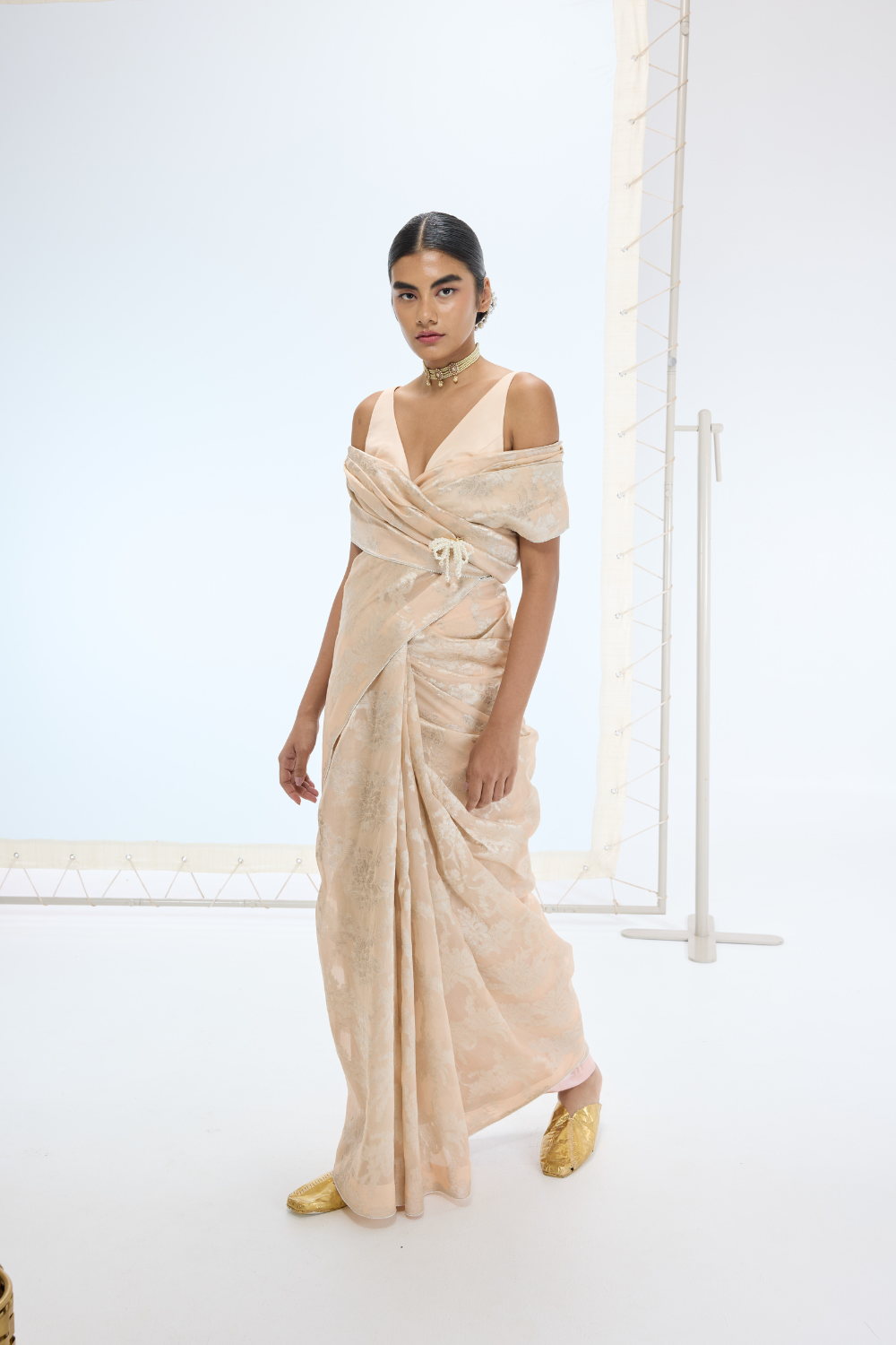The Harper Saree in Peach