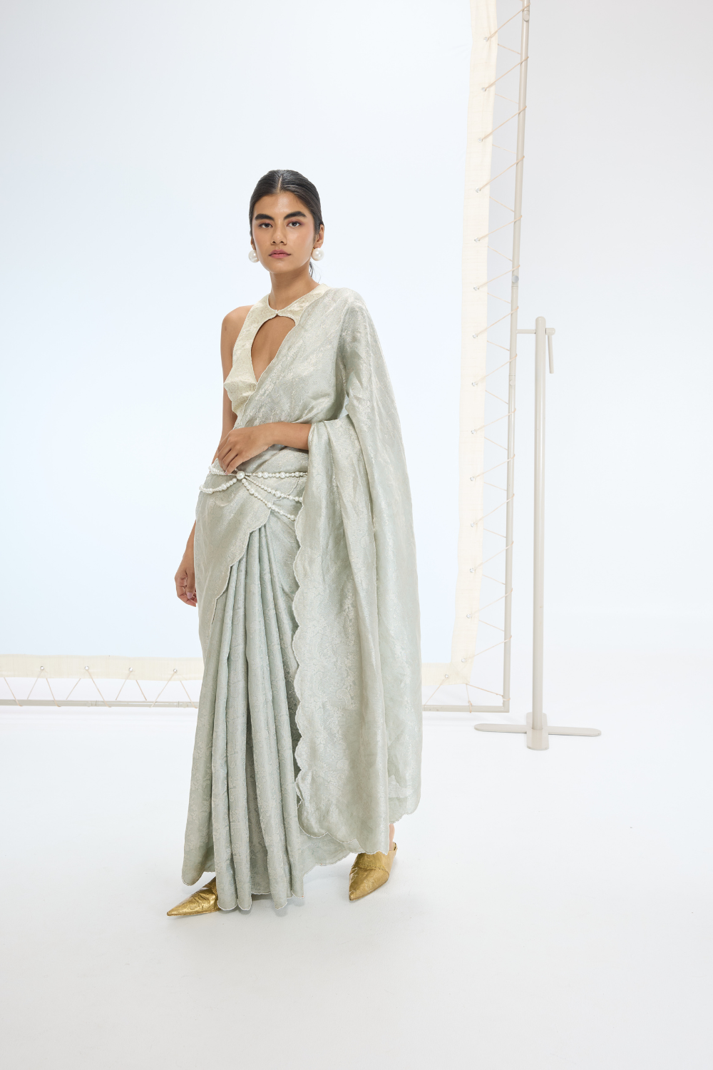The Diana Saree in Aqua Green