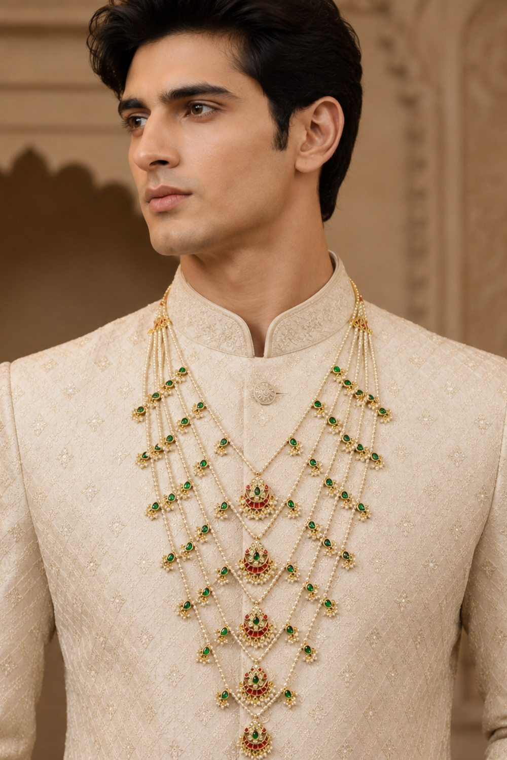 Layered Pearl Kundan Groom Mala