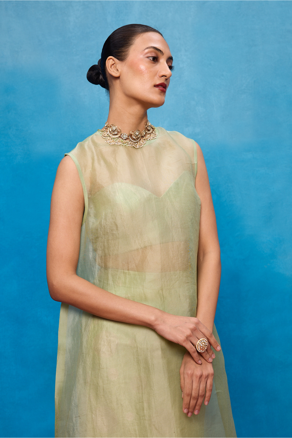 Handwoven Pistachio Green Silk Banarasi Suit Set