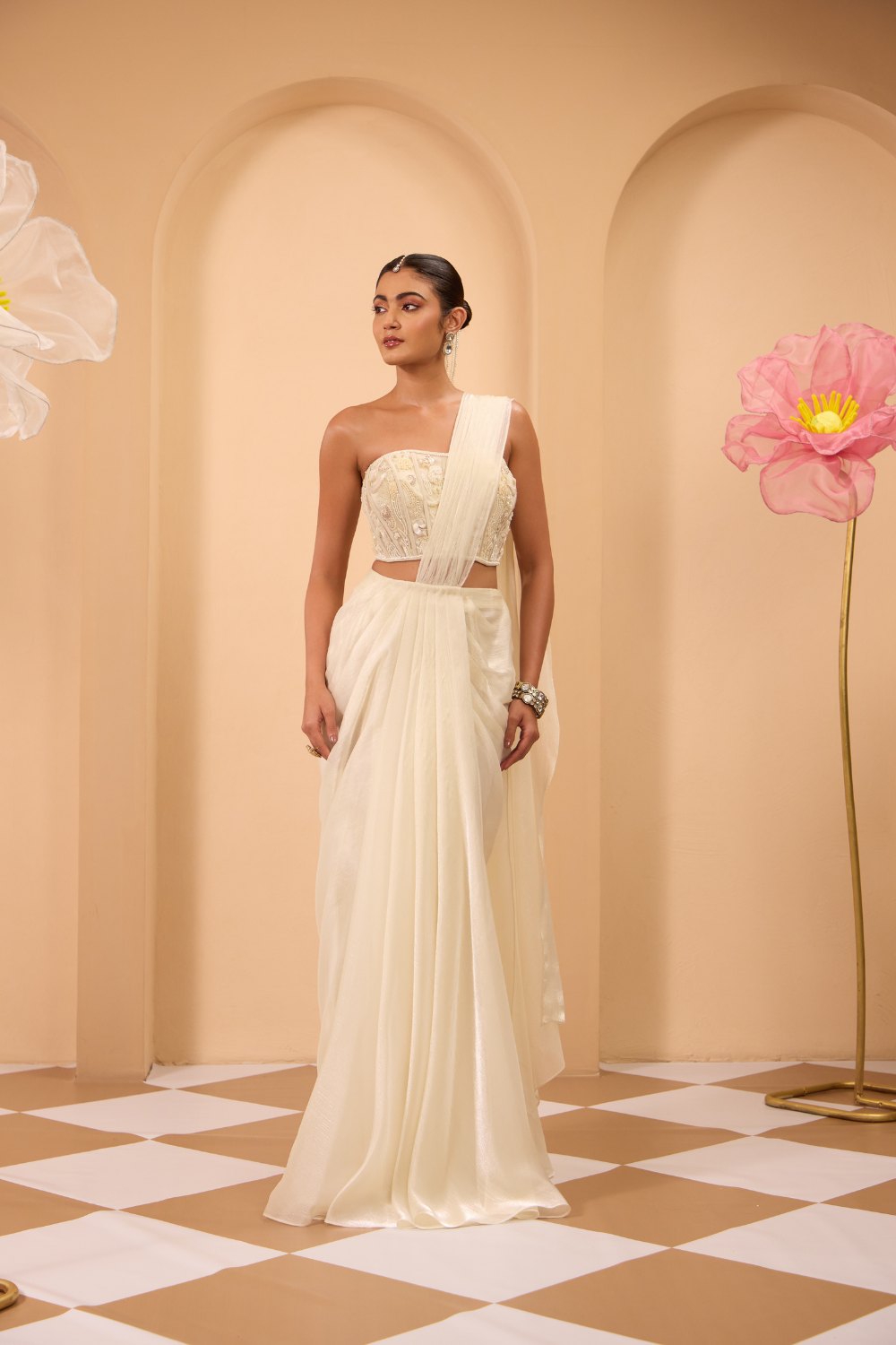 Hand Adored Corset with Drape Saree